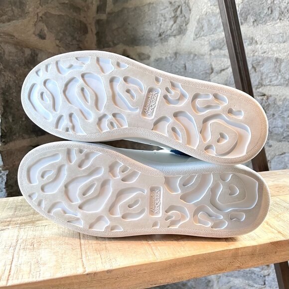 Alexander McQueen White Leather Blue Suede Oversized Sneakers - Picture 7 of 11